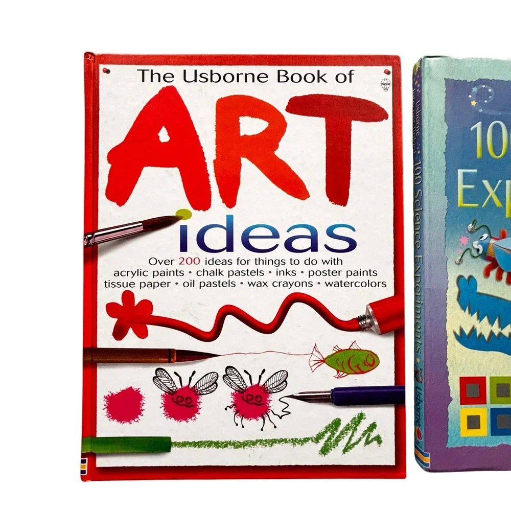 Usborne Book of Art Ideas and 100 Science Experiments Kids Activity Book Set